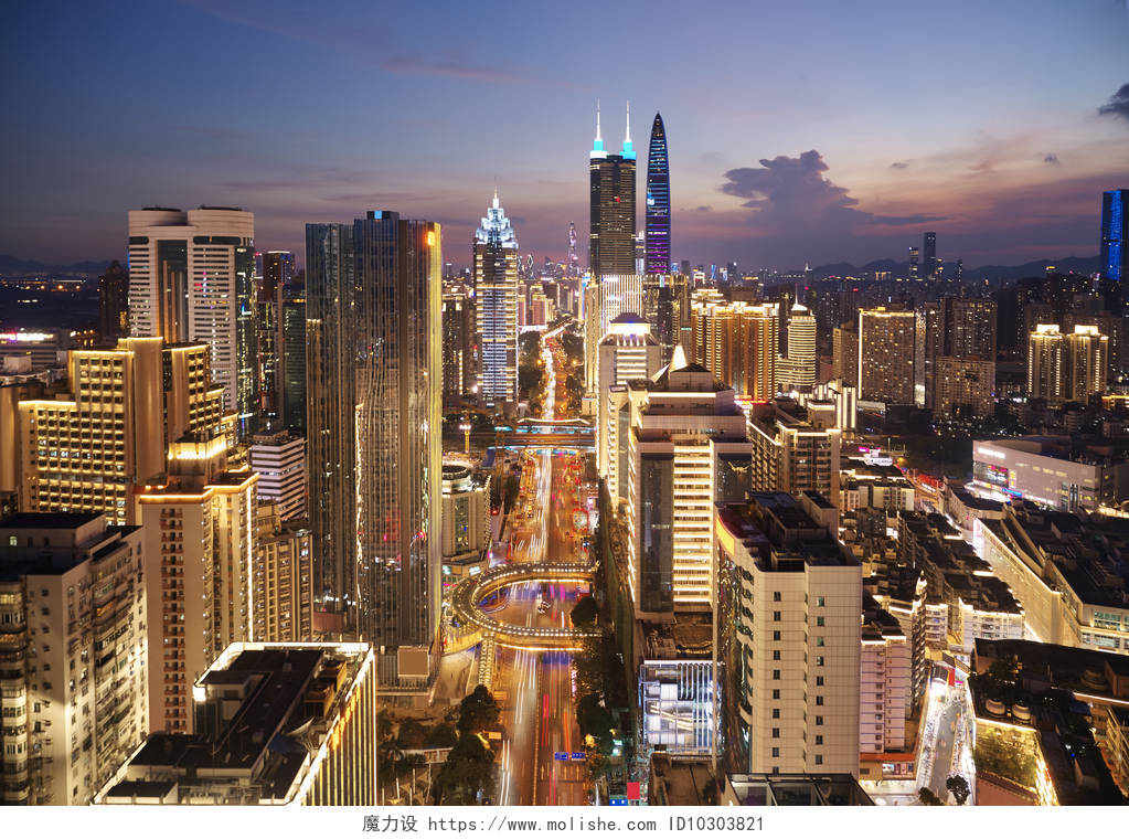 无人机拍摄现代城市深圳的航空城市景观